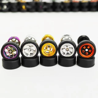 1 ชุด 9.8 มม.1/64 รถล้อ TE37 5-ใบมีดยางยาง 10 มม.Tyres ขอบสําหรับล้อร้อน/Matchbox/Domeka 1:64 รุ่นรถยนต์