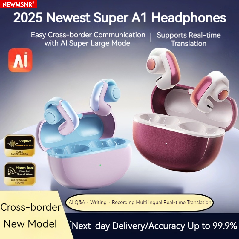 Newmsnr ใหม่ชุดหูฟังแบบหนีบไฮเทค 360° หูฟังเสียงรอบทิศทางแบบพาโนรามาลดเสียงรบกวนคลิปหูกีฬาติดทนนานสวมใส่สบายหูฟังหูฟังบลูทูธไร้สาย