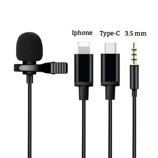 แบบมีสาย 1.5 ม. ความยาว Vlog การบันทึกสําหรับคลิปไมโครโฟน 3.5 มม. Type-C & IOS Mini Lavalier Lapel Mic