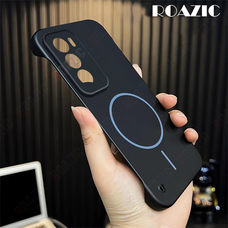 หรูหรา Ultra Slim Frameless เคสโทรศัพท์สําหรับ OPPO Reno 12 5G ไร้สายชาร์จกันกระแทก Matte PC Hard ฝาครอบโทรศัพท์ SCX03