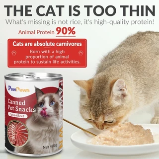 400g+ อาหารเปียกแมวบรรจุกระป๋อง สำหรับลูกแมว 1 เดือนขึ้นไป ทำจากเนื้อปลาแท้