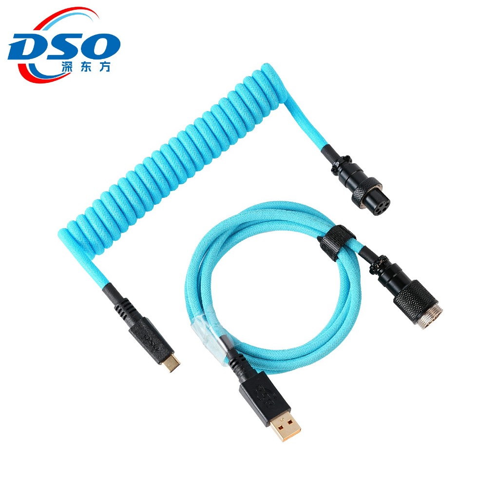 DSO 4K/8K Braided Coiled Cable คีย์บอร์ด Avaitor Double-Sleeve Polling USB Type A ถึง Type C