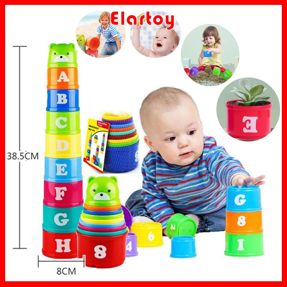 Baby Stacking Cups Early Educational Toys for Kids Fun Set of Cups Jenga 0-3 Years Old