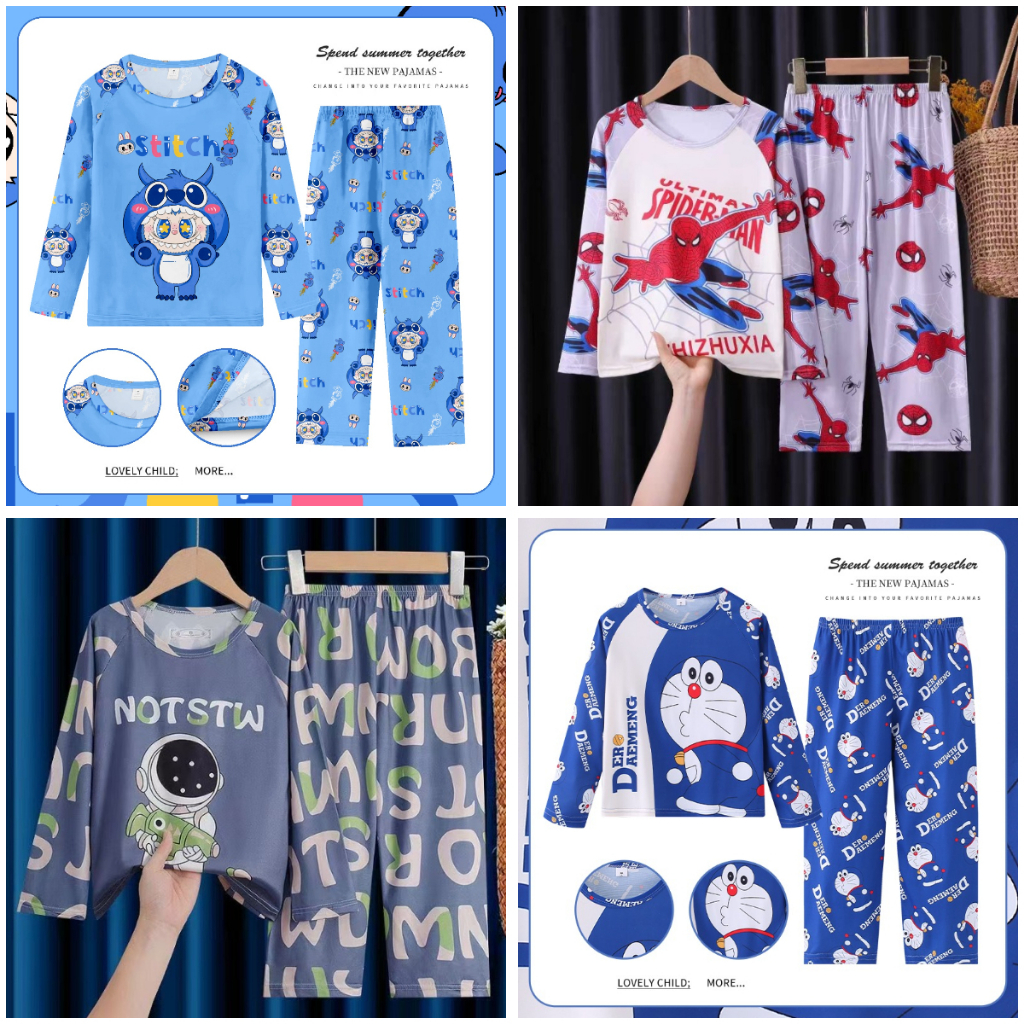ชุดนอนคอกลมแขนยาวสําหรับเด็ก Hypoallergenic โพลีเอสเตอร์ Spiderman Boy หรือ Girls Nightie สําหรับ 7 - 8 ปี