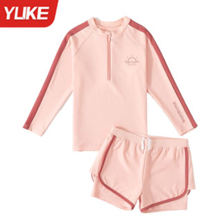 YUKE ชุดว่ายน้ำเด็ก เด็กผู้หญิง แขนยาว rashguard for baby gi…