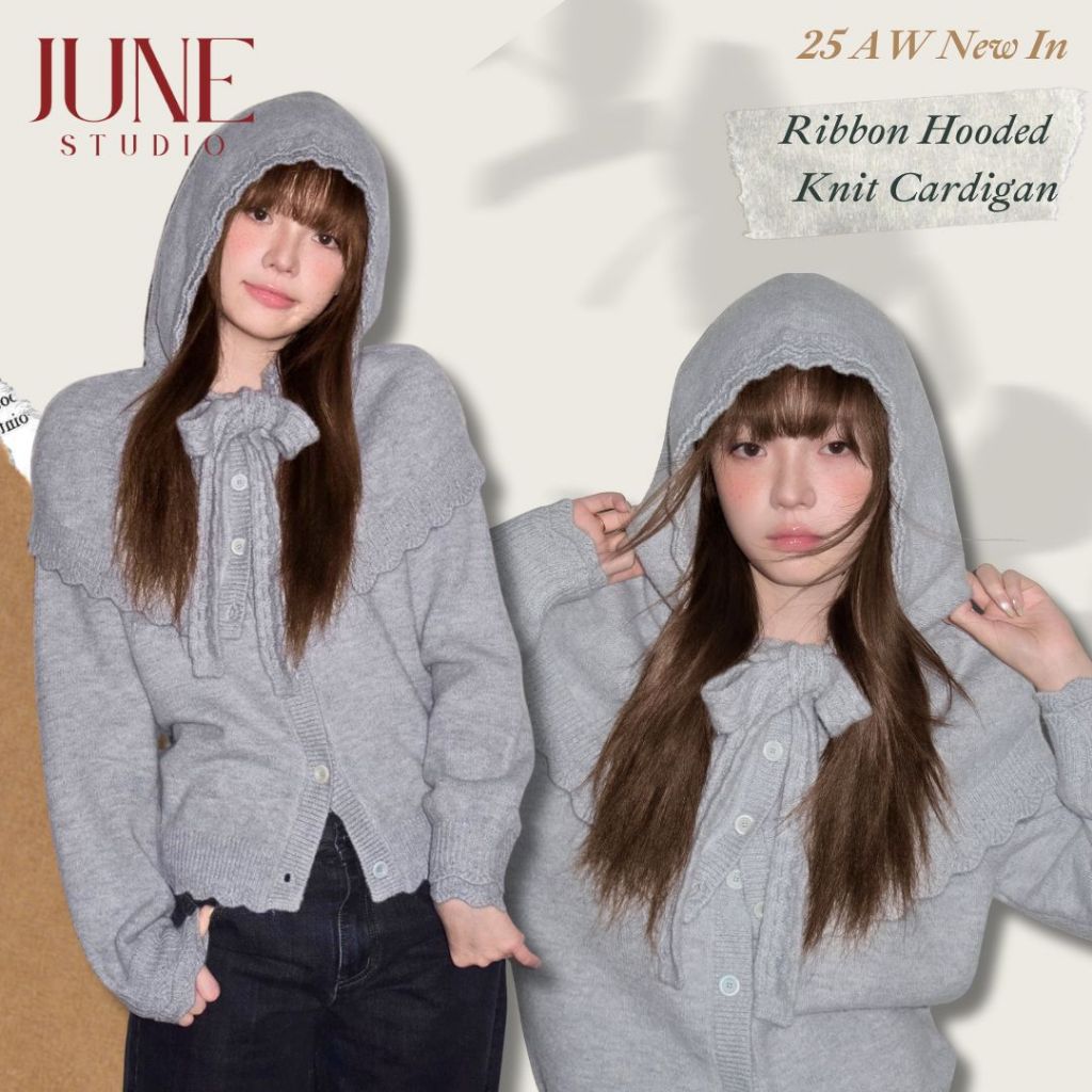 [June Studio] Niche Cloak สเวตเตอร์สองชิ้นสำหรับเด็กผู้หญิง ในฤดูใบไม้ร่วง