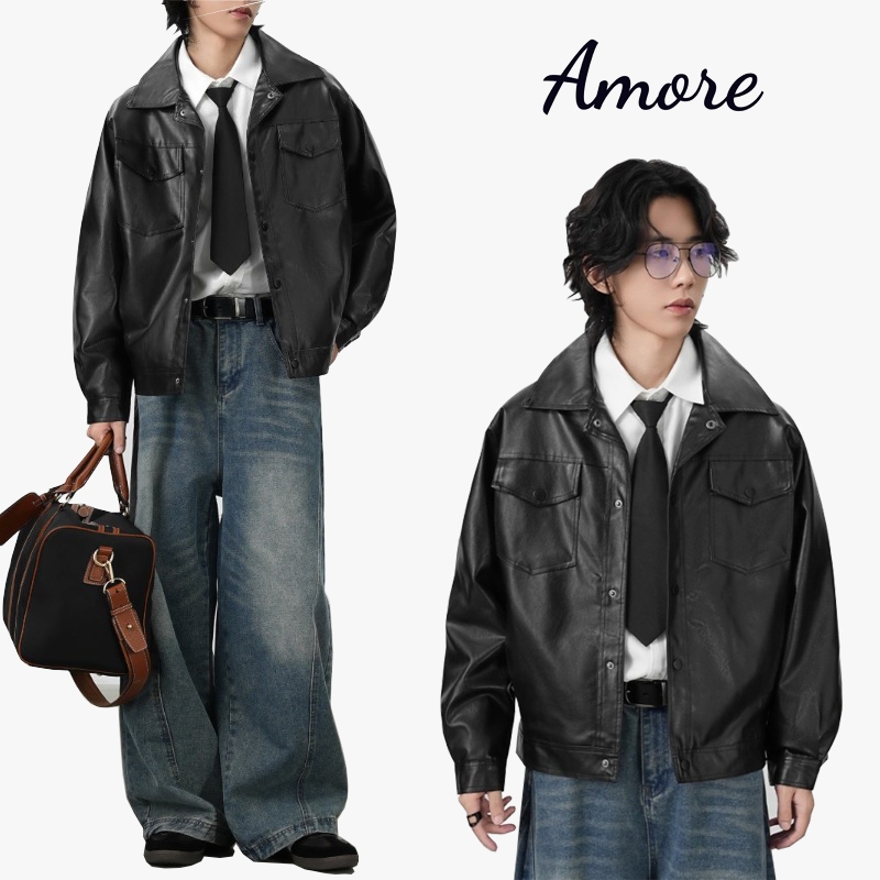 แจ็คเก็ตหนังสำหรับผู้ชาย เหมาะสำหรับขับจักรยานยนต์ในฤดูหนาวและใบไม้ร่วง ปี 2025