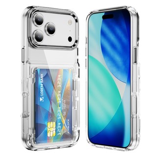 Multi-functional clear phone case for iphone 17 Pro max 16 pro max 15 pro max 14 pro max 13 12 11 cover shock proof card-holding casing