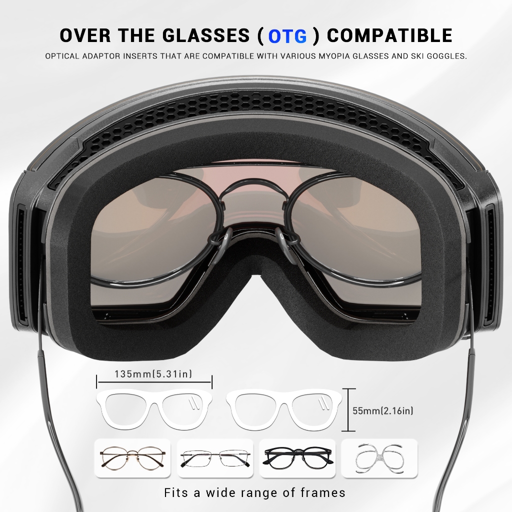 KAPVOE แว่นตา Photochromic Anti-fog UV400 ออกแบบไร้กรอบ ป้องกันแดดและไอน้ำ สำหรับสกีและสโนว์บอร์ด ใช้ได้ทั้งผู้ชายและผู้หญิง - รูปที่ 4