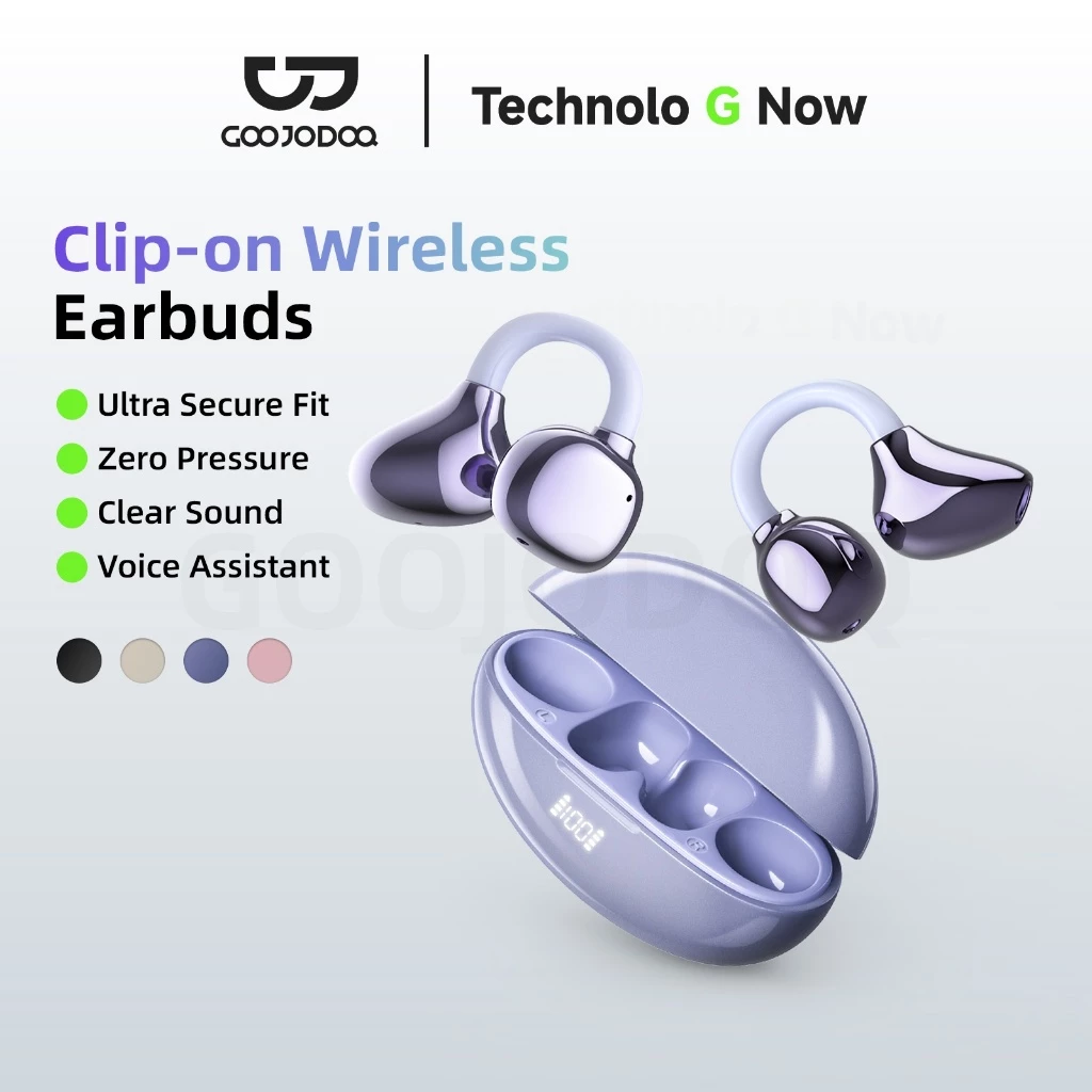 GOOJODOQ หูฟัง Clip-On Bluetooth 5.3 Smart Touch