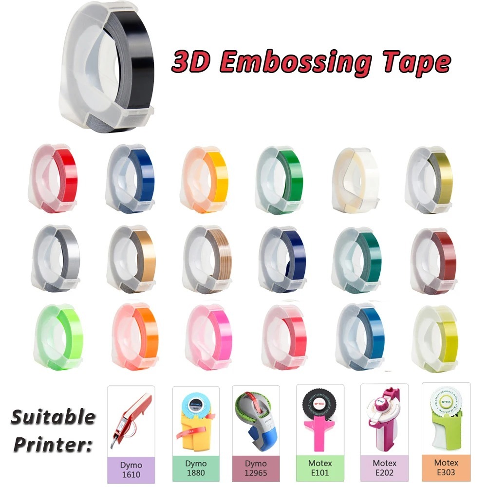 ใช้งานร่วมกับ Dymo ลายนูนเทป 3D Effect/Motex E101 Refill Label Tape 9mm x 3m สําหรับ Dymo Organizer 