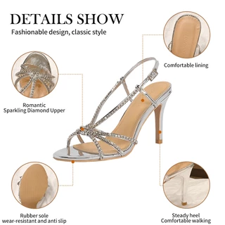 TULIP SHOE พร้อมส่ง รองเท้าส้นสูงแฟชั่น รองเท้าส้นสูงเพชร ใส่สวยมาก 3.3 นิ้ว ใส่สบาย ไม่กัดเท้า ไซส์ 36-40