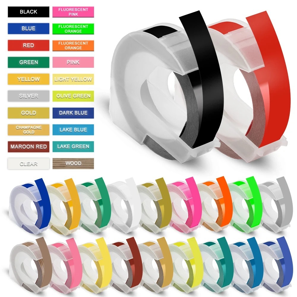 ใช้งานร่วมกับ Dymo ลายนูนเทป 3D Effect/Motex E101 Refill Label Tape 9mm x 3m สําหรับ Dymo Organizer 