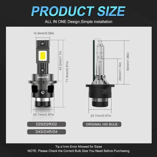 MAXGTRS D1S D3S LED Canbus D2S D4S D1R D2R D3R ไฟหน้า 90W 6000K 28000LM Auto Xenon หลอดไฟเปลี่ยน Plug & Play 12V
