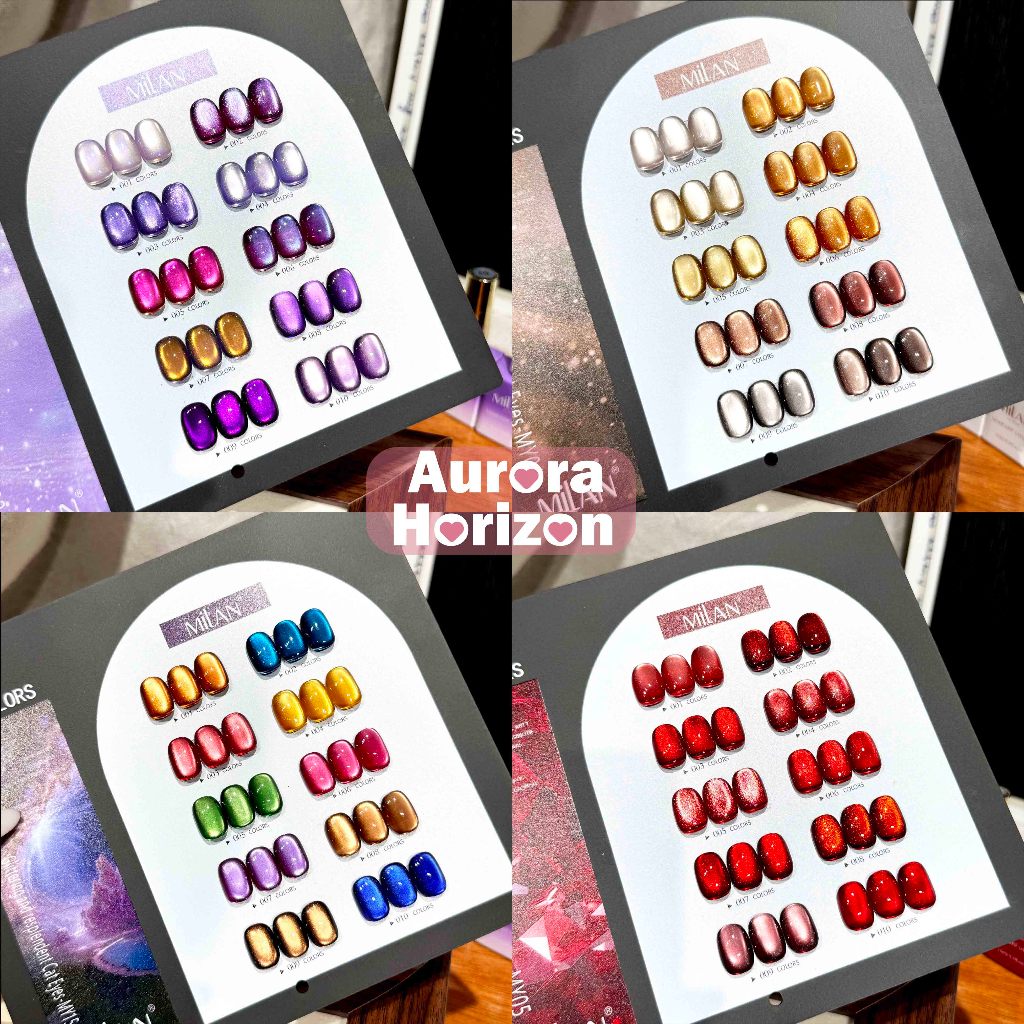 【พร้อมส่งในกรุงเทพฯ】สีเจลแคทอาย/สีลูกแก้ว สีเจลสีพื้น สีเจลไซรัป  สีเจลแคทอายฟองอากาศ  MILANเซ็ตใหม่ 10 สี! สีเจลแคทอายเนื้อซาติน, สีเจลแฟลช, แถมชาร์ทสีให้