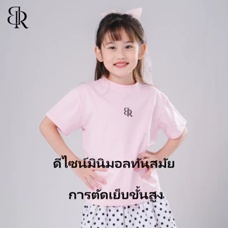 B&R Kids【เสื้อยืดเด็กผู้หญิง】จัดส่งจากไทย เสื้อยืดแขนสั้น คอกลม สไตล์เกาหลี แฟชั่นฤดูร้อน นุ่ม ระบายอากาศ ใส่สบาย