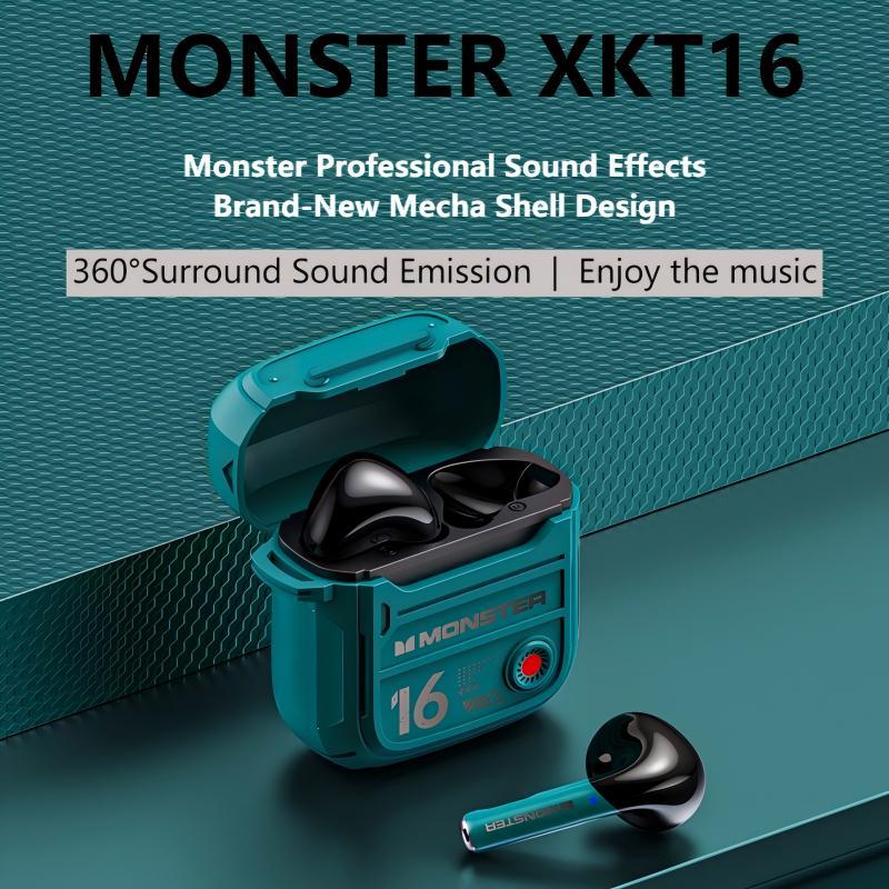 Monster XKT16 หูฟังไร้สายบลูทูธไฮไฟสเตอริโอ Long Endurance HD โทรสวมใส่สบายบลูทูธ 5.3