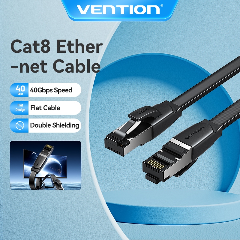 Vention Cat8 Shielded Flat Ethernet Cable 40Gbps High-Speed 10G Network Patch Cable for Router/Switch/PC/TV/Gaming Console