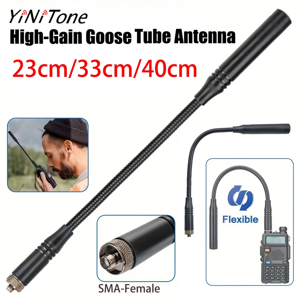 YiNiTone AT-23G/33G/40G UHF/VHF SMA-F เสาอากาศหลอดห่านกําไรสูงเหมาะสําหรับ Baofeng UV-5R UV-82 BF-88