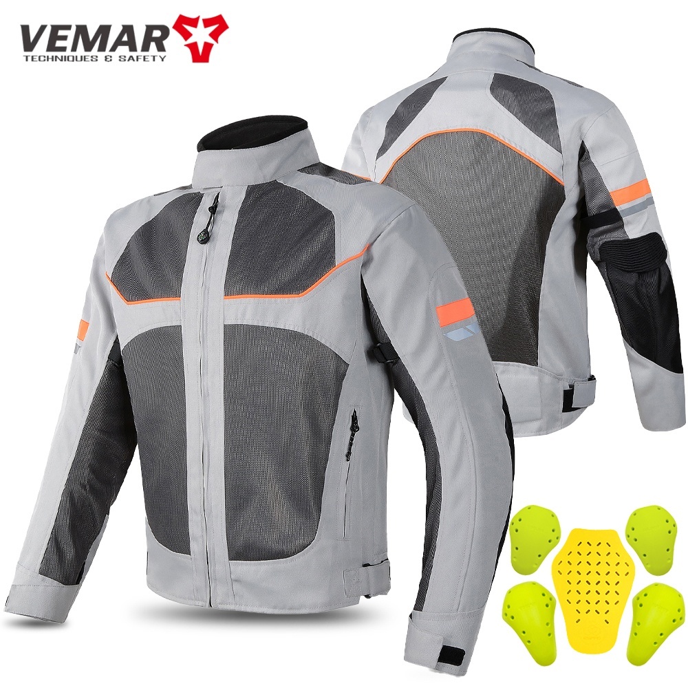 เสื้อแจ็กเก็ต ผ้าตาข่าย ระบายอากาศได้ดี สีดํา สีเทา เหมาะกับฤดูร้อน สําหรับผู้ชาย ขี่รถจักรยานยนต์