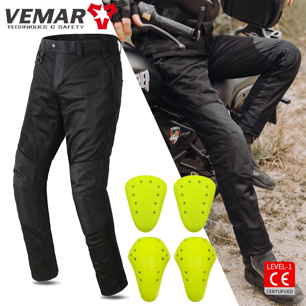 Vemar กางเกงขี่มอเตอร์ไซค์ ผู้ชาย ฤดูร้อน ตาข่าย ระบายอากาศ ฤดูใบไม้ร่วง ป้องกันเกียร์ ขนาดใหญ่ กางเกงขี่จักรยานยนต์ ใหม่