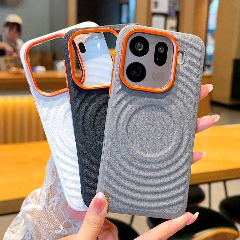YUTANG Built in Magnetic Ring Water Ripple Pattern Leather Hard Case For OPPO Find X9 X9Pro Protection Cover