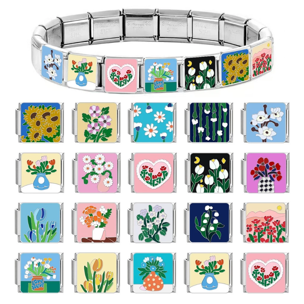 สร้อยข้อมือ charm อิตาเลียนสไตล์ สแตนเลส ขนาด 9 มม. เพื่อการสร้างสรรค์เอง