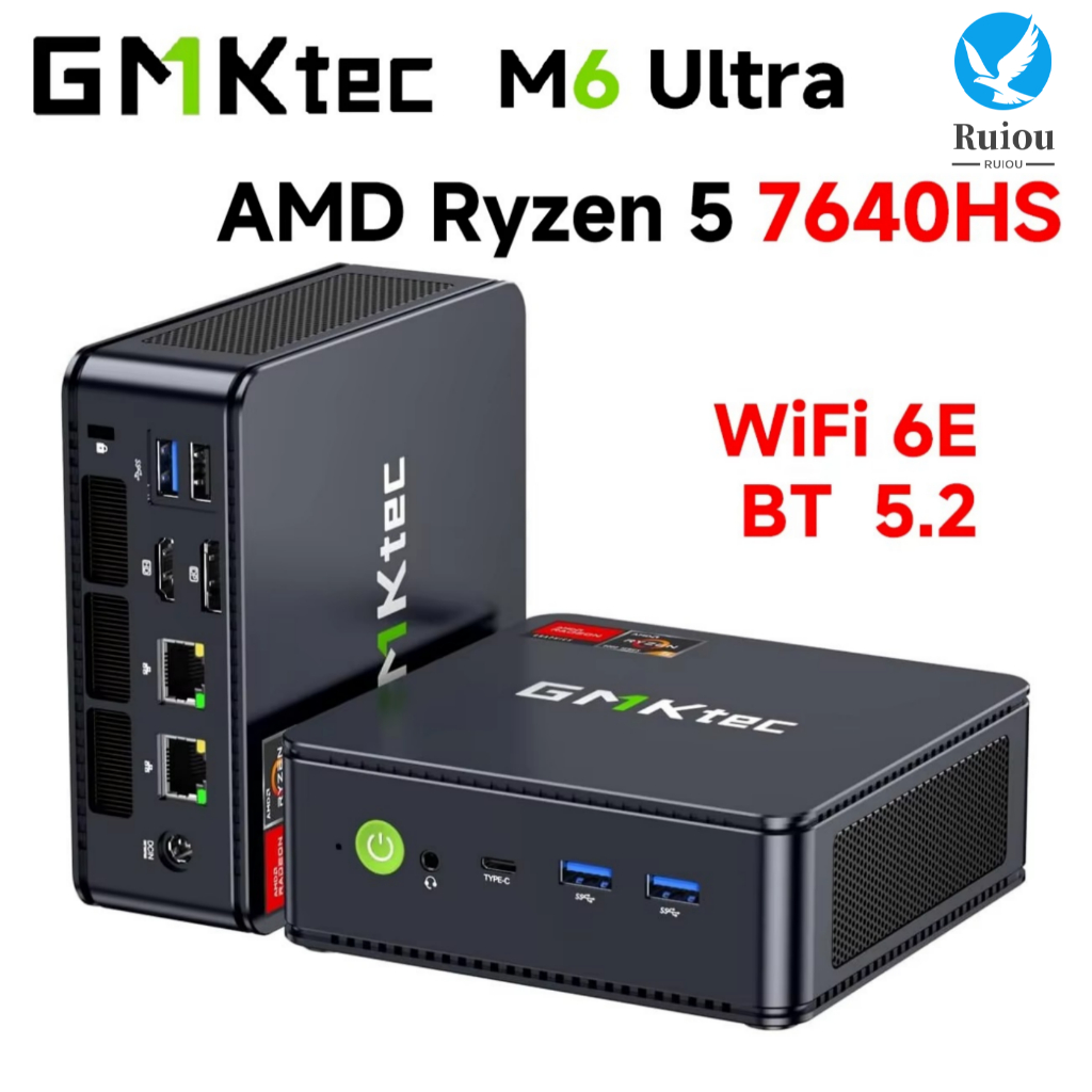 GMKtec M6 Ultra AMD Ryzen 5 7640HS Mini PC 2 * DDR5 2 * M.2 PCIe SSD WiFi6 BT5.2 2*2.5G Lan 2 * พัดล