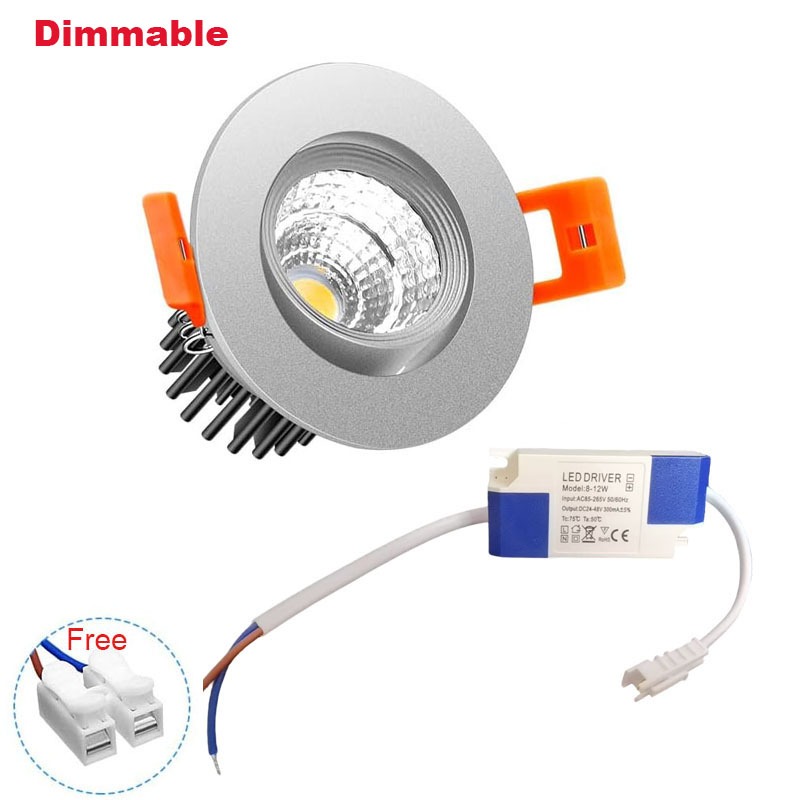 หรี่แสงได้สปอตไลท์ฝัง LED Eyeball COB ดาวน์ไลท์ 3000 K/4000 K/6000 K Anti-glare โคมไฟเพดานปรับมุม 5 W 7 W 12 W 18 W เงิน