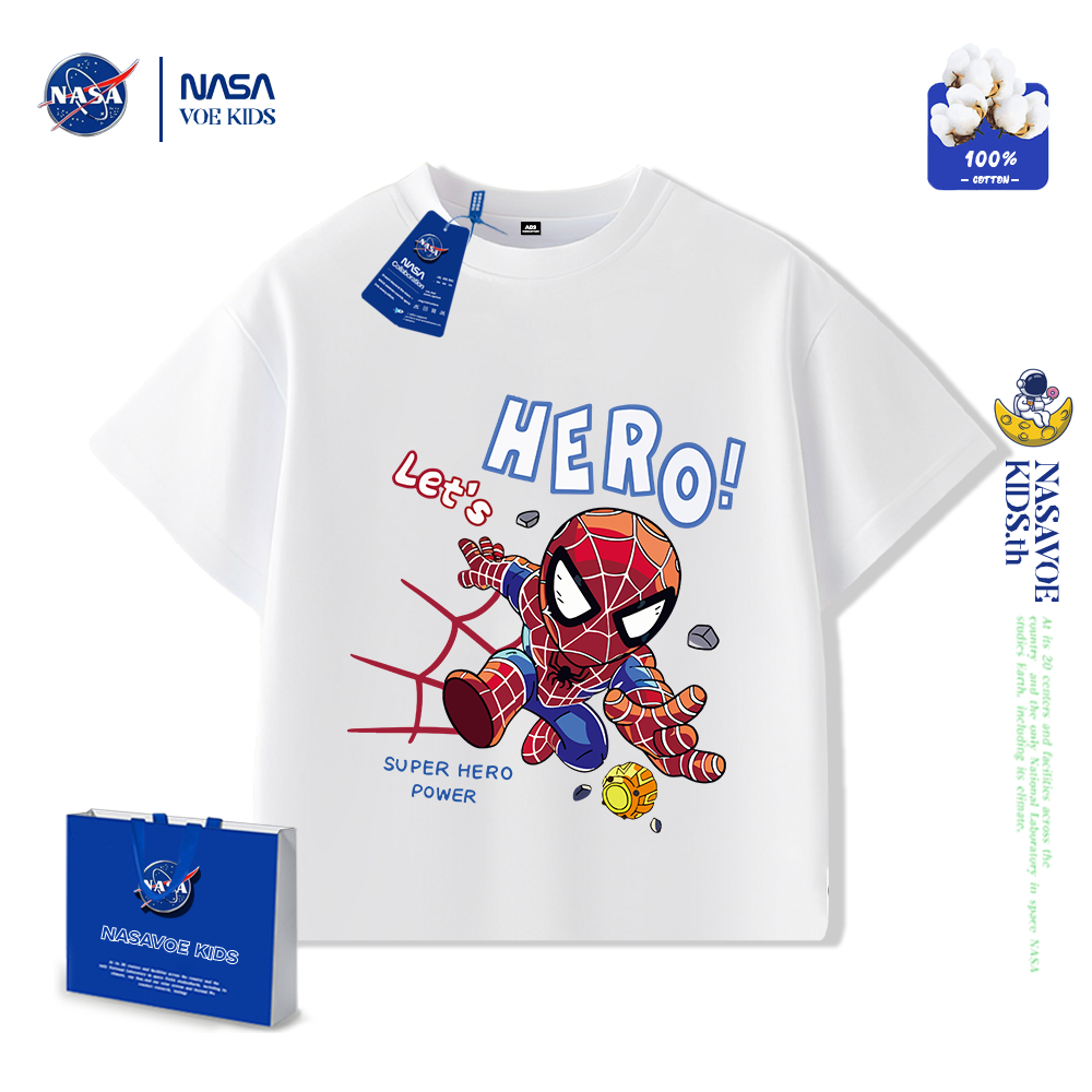 พร้อมส่งภายใน 24 ชม. เสื้อยืดเด็กสไปเดอร์แมน ผ้าฝ้ายแท้ 100%ระบายอากาศ แขนสั้น แฟชันลำลอง เหมาะสมทั้งชายและหญิง
