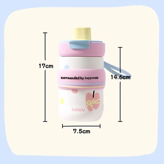 Bablov 450ml แก้วกาแฟสแตนเลสซับเซรามิกพร้อมฝาปิดขวดสูญญากาศสามารถเก็บความร้อนและความเย็น