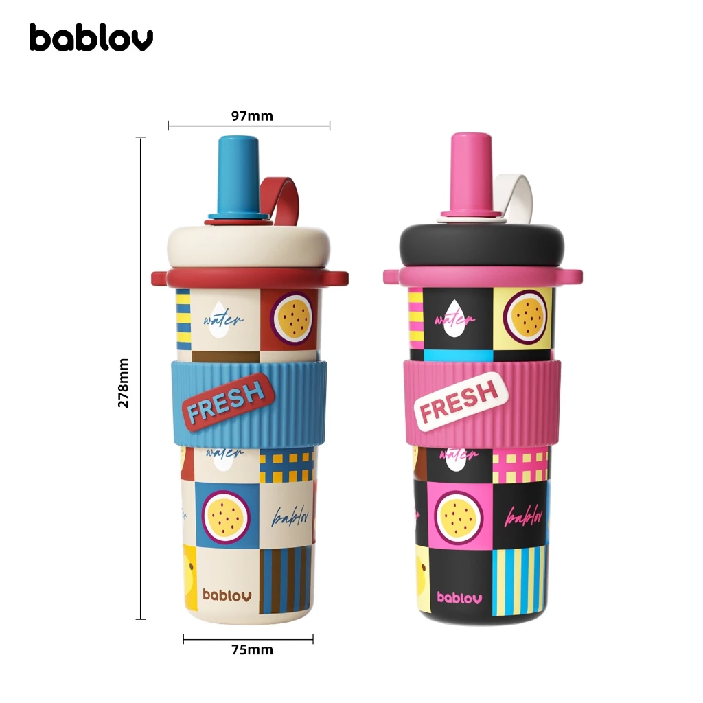 Bablov 720ML น่ารักกระติกน้ําร้อนถ้วยความจุขนาดใหญ่ฟางแก้ว 316/แก้วเก็บความเย็นพร้อมหลอดดูด ความจุขนาดใหญ่ สเตนเลส thumbnail 4