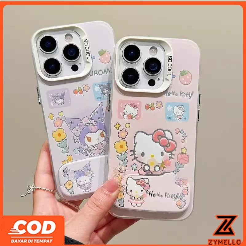 เหมาะสําหรับ OPPO Reno 14F Reno 14 PRO Reno 13F Reno 13 PRO Reno12 F Reno11 F Reno 10 Reno 8T Reno 8Z Reno 7Z Reno8 ตัวอักษรเคสโทรศัพท์ Kitty Kuromi น่ารัก IMD Kickstand ป้องกัน