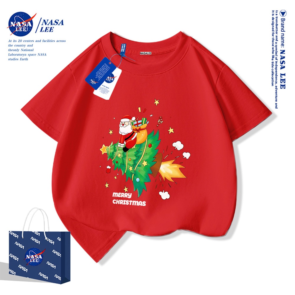 🎄【จัดส่งวันเดียวกัน】🎄เสื้อยืดเด็กผ้าฝ้ายลายคริสต์มาส NASA ใส่ได้ทั้งเด็กผู้ชายและผู้หญิง สวมใส่สบาย ระบายอากาศได้ดี