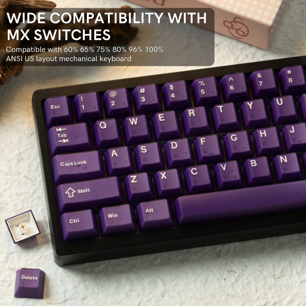 Womier หยกสีม่วง PBT Double Shot Custom Keycaps ชุดโปรไฟล์เชอร์รี่สําหรับ Cherry Gateron MX คีย์บอร์ดเกมกล
