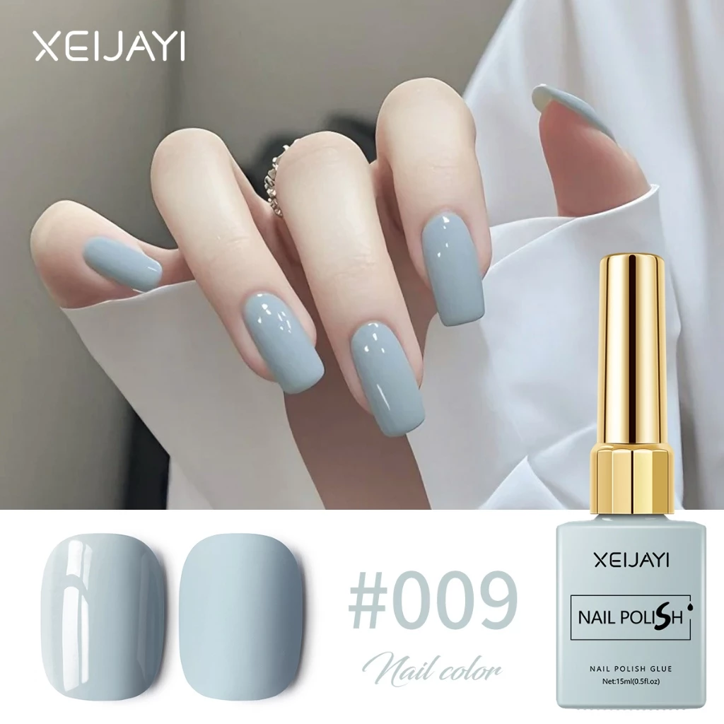 XEIJAYI รูปแบบใหม่ขายร้อน Morandi Light Grey Blue Gel Nail Polish กระชับยาวนาน เหมาะสําหรับร้านทําเล็บ