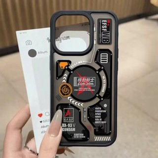 RX-93 Gundam Label สําหรับ iPhone 16Pro เคสโทรศัพท์สีดํา 16Promax 13 กันกระแทก Anti-Yellow Matte iPhone สําหรับ iPhone 16Plus 16 15Promax 14Promax 15 14 12 11