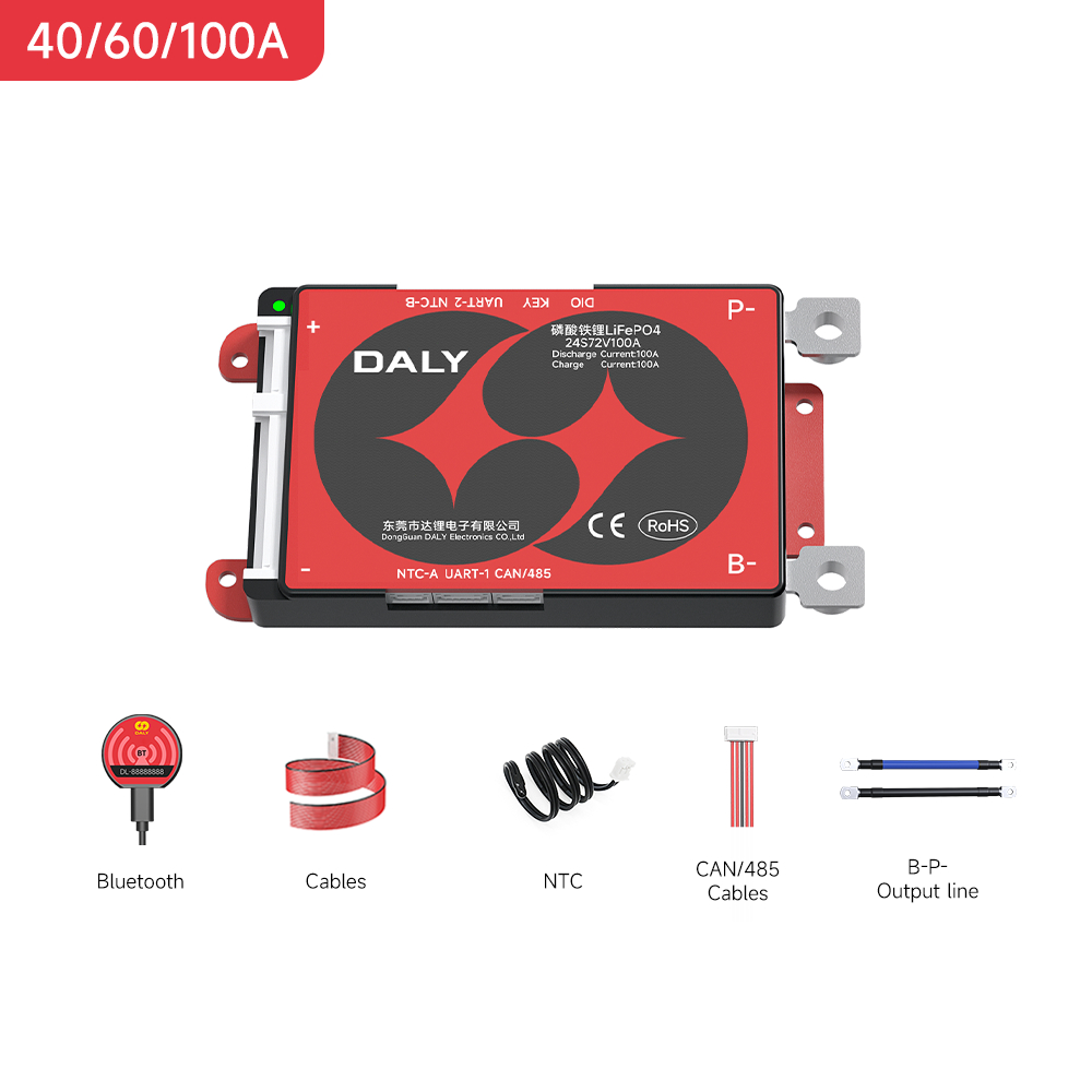 Daly สมาร์ท BMS Lifepo4 แบตเตอรี่ 4s 12v 8s 24V 16s 48V 20S 60V 24S 72V BMS 40A 60A 100A RS485 CANBU
