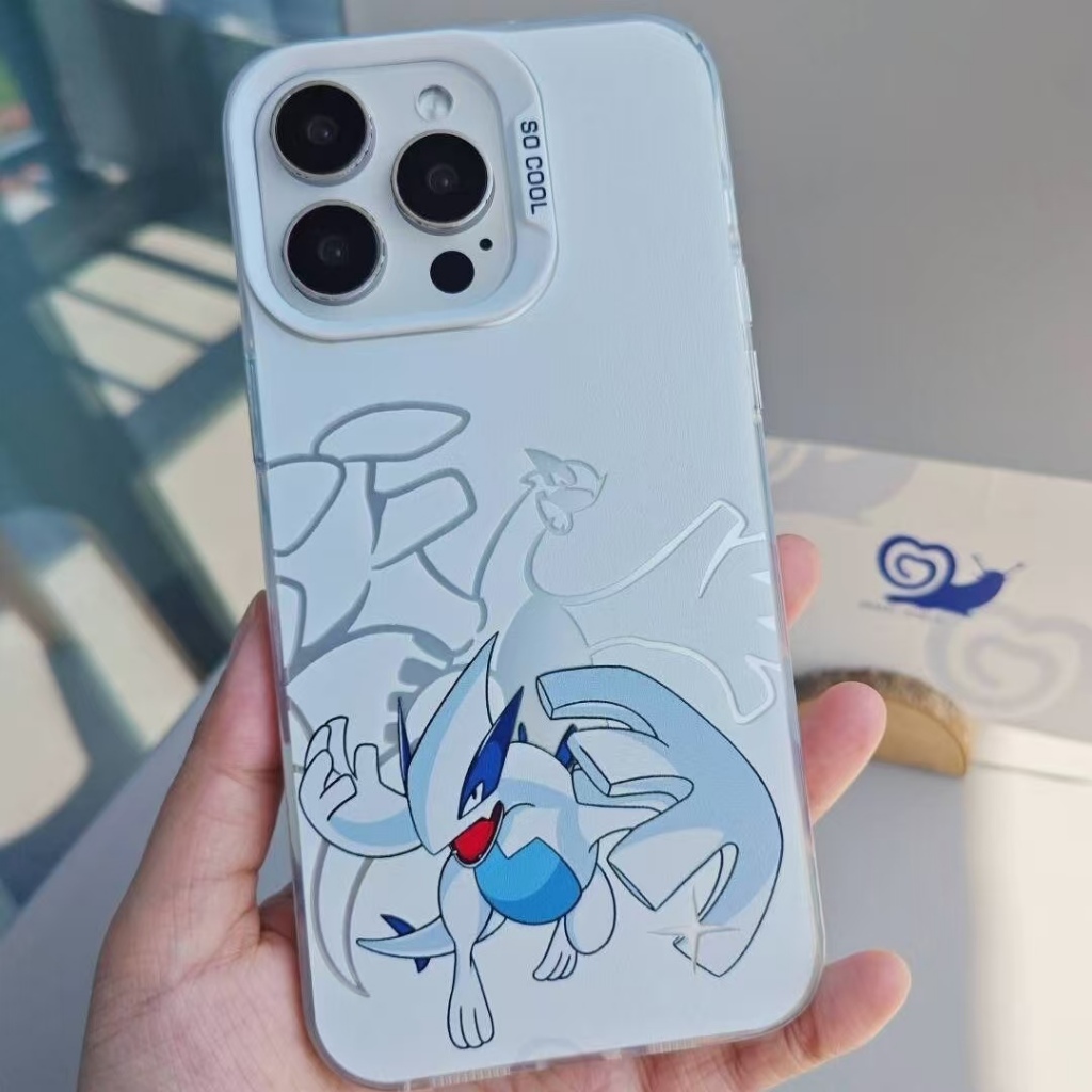 Legend Pokemon Lugia สําหรับ iPhone 16Pro เคสโทรศัพท์ Reshiram 16Promax 13 กันกระแทกสีขาวเงิน iPhone สําหรับ iPhone 16Plus 16 15Promax 14Promax 15 14 12 11
