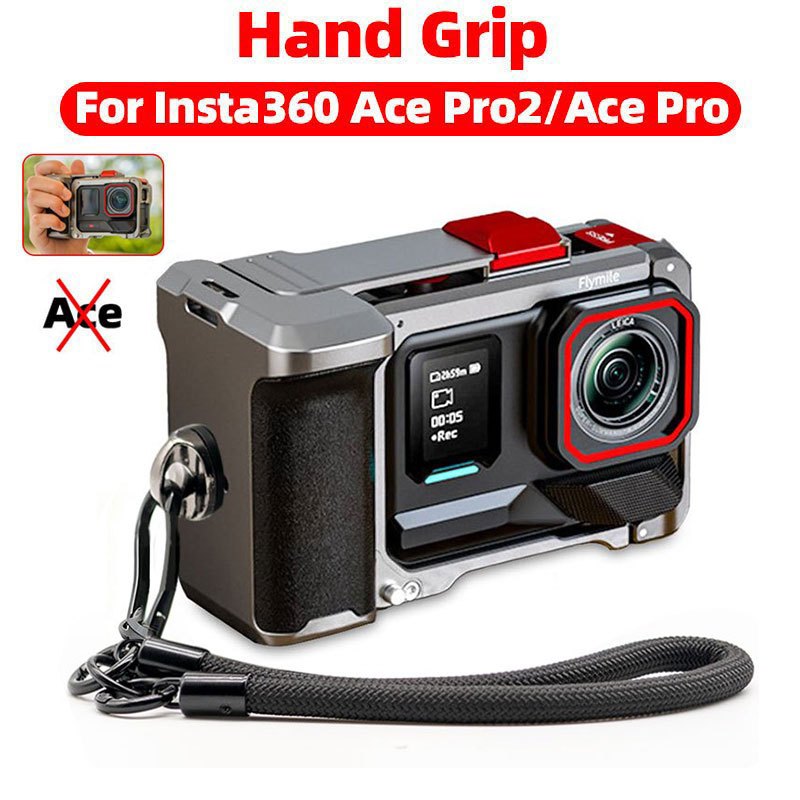 Flymile Xplorer Grip Kit สําหรับ Insta360 Ace Pro / Ace Pro 2 กล้องอลูมิเนียมจับกรง Street การถ่ายภา