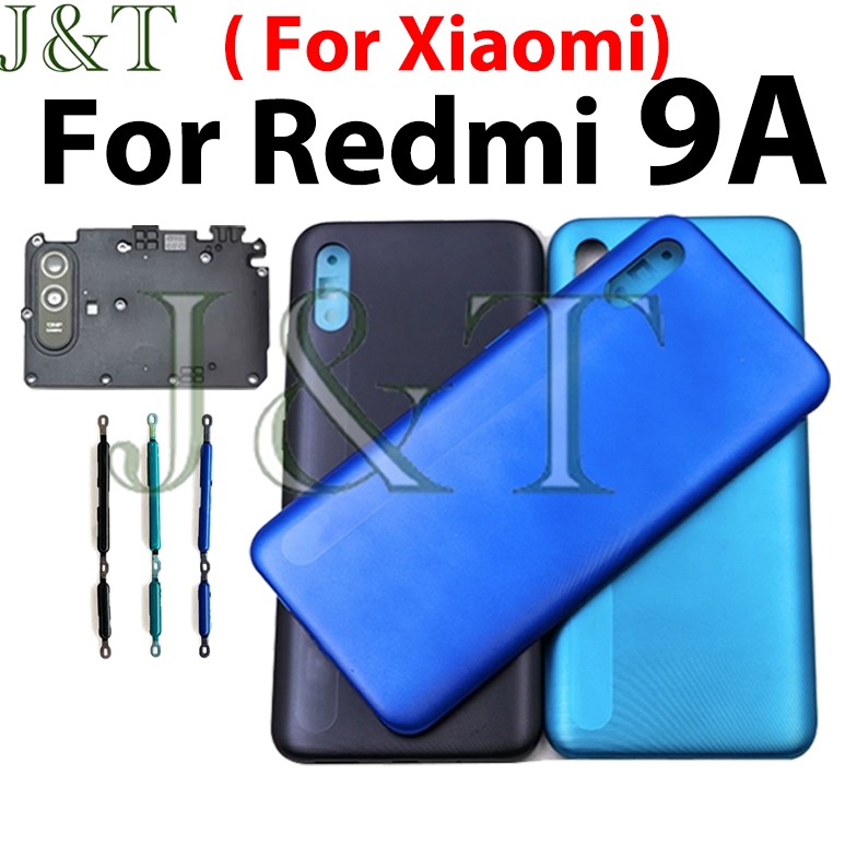 ฝาหลังแบตเตอรี่ใหม่สําหรับ Xiaomi Redmi 9A ประตูแบตเตอรี่ + กรอบเลนส์กล้อง + อะไหล่เปลี่ยนที่อยู่อาศัย