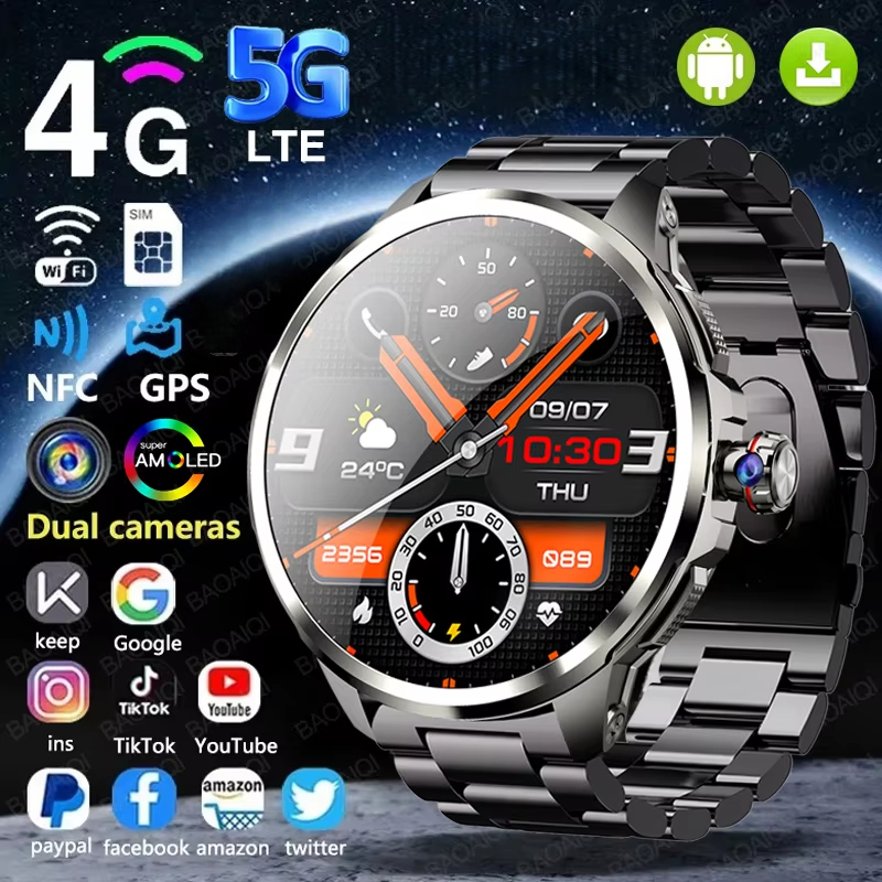 5G/4G Full เครือข่ายสมาร์ทนาฬิกา 1.95 นิ้ว 720*720 หน้าจอขนาดใหญ่ HD Video Call 8GB + 128GB RAM 2100