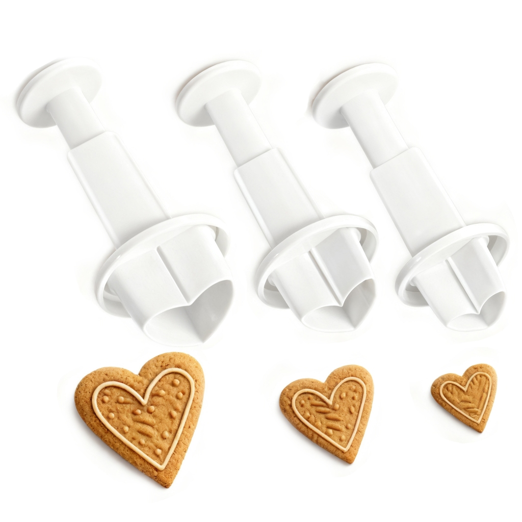 3 ชิ้น / เซต เค้ก เบเกอรี่ คุกกี้ แม่พิมพ์ รูปหัวใจ DIY เค้ก ลูกสูบ ตัด แม่พิมพ์ น้ําตาล ตกแต่งเค้ก เบเกอรี่ DIY คุกกี้