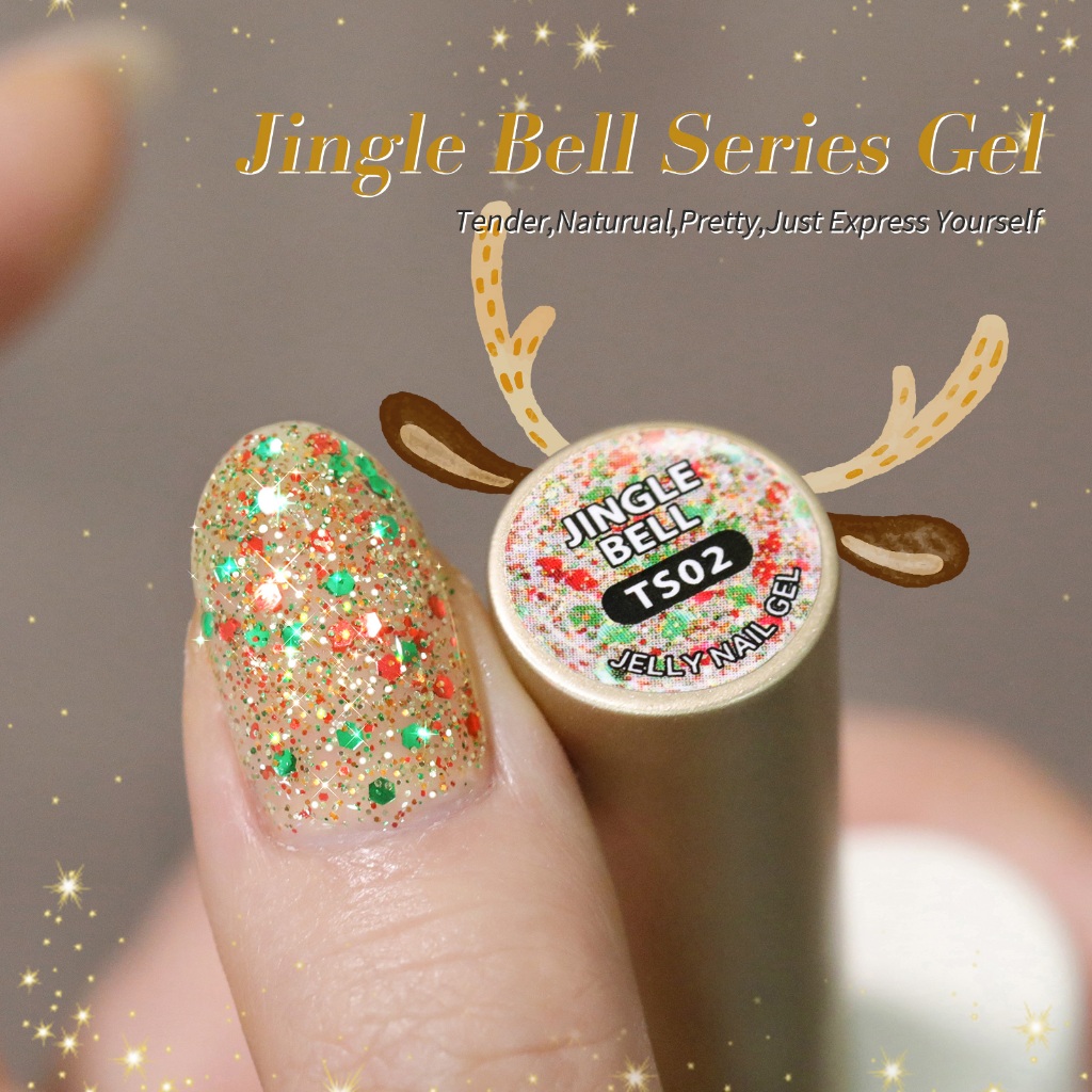 BORN PRETTY 15ml Christmas Gold Sequins เจลยาทาเล็บอุปกรณ์ Vernis กึ่งถาวรเล็บแต่งเล็บ Soak Off LED UV เจลเคลือบเงาเล็บ