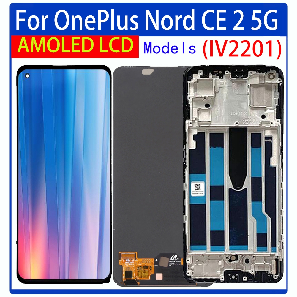 6.43 "Original AMOLEDสําหรับOnePlus Nord CE 2 5GจอแสดงผลLCD + กรอบTouch Panel DigitizerสําหรับOnePlu