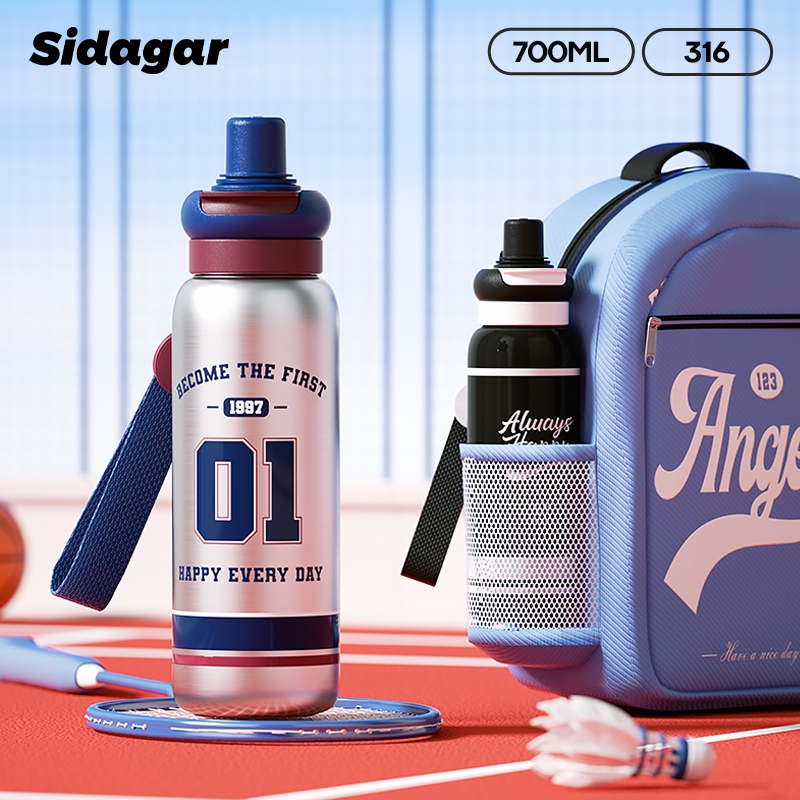 Sidagar แก้วเก็บความเย็น กีฬาถ้วยน้ํานักเรียนกระติกน้ําร้อนถ้วย 316 สแตนเลส ความจุขนาดใหญ่ถ้วยน้ํา