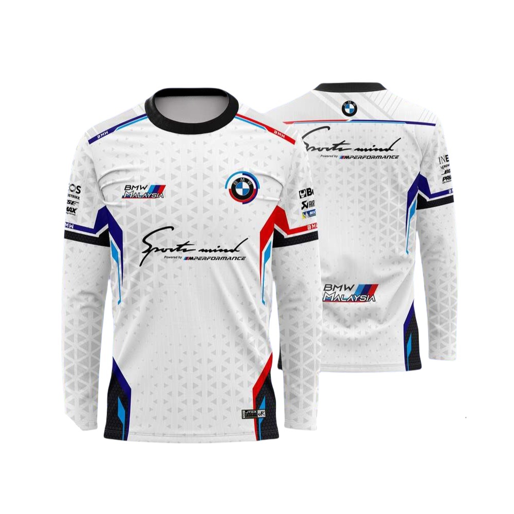 เสื้อยืด BMW ลายพิมพ์ผู้ชายแขนยาว ระบายอากาศแห้งเร็ว เหมาะสำหรับฤดูร้อน