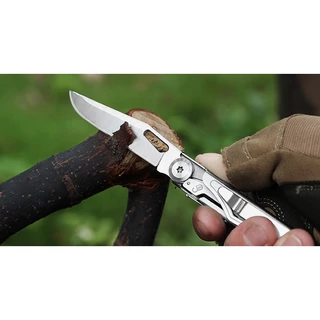 เครื่องมือมัลติฟังก์ชั่นแบบพกพา Mossy Oak 12-in-1 พร้อมกระเป๋า, เครื่องมือหลายสแตนเลสพร้อมคลิป, กรรไกร, ที่เปิดขวด, คีมปอกสายไฟ, เบรกเกอร์แก้ว, ไขควง