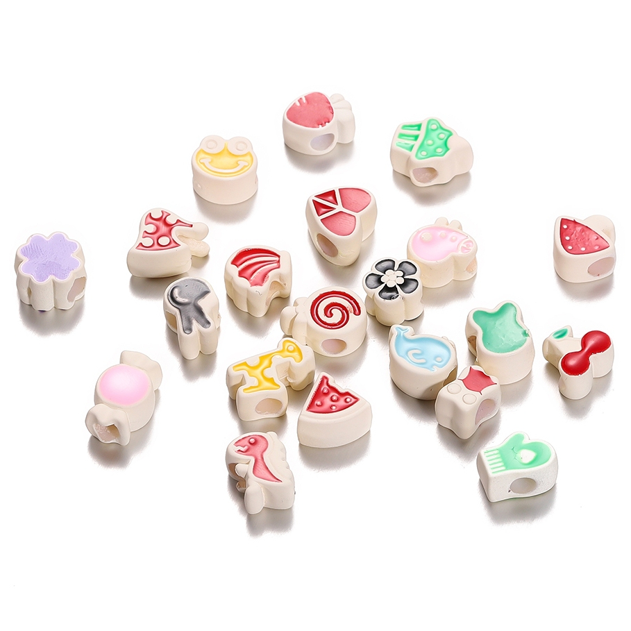 ST.KUNKKA 4pcs ลูกปัดอะคริลิค ลูกปัดรูใหญ่ มีหลายรูปแบบให้เลือก สําหรับทําเครื่องประดับ DIY