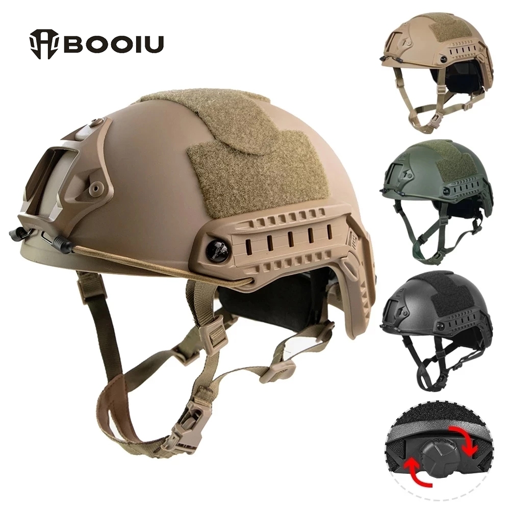 BOOIU หมวกกันน็อคยุทธวิธี Fast MH สไตล์ปรับลูกบิด Thicken ABS Airsoft CS เกมการล่าสัตว์กลางแจ้งยิง